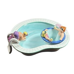 Vintage Ceramic 1995 Lotus "Pool Party" Chip & Dip Serving Bowls